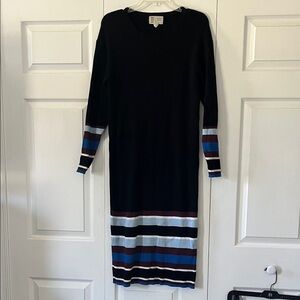 Anthropologie Saturday Sunday Striped Black Midi Sweater Dress
